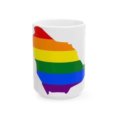 LGBT flag map of Saudi Arabia (Saudi Arabia) White Coffee Mug 15oz - Go Mug Yourself