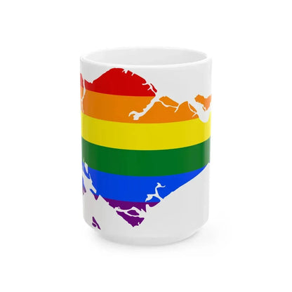 LGBT flag map of Singapore (Singapore) White Coffee Mug 15oz - Go Mug Yourself