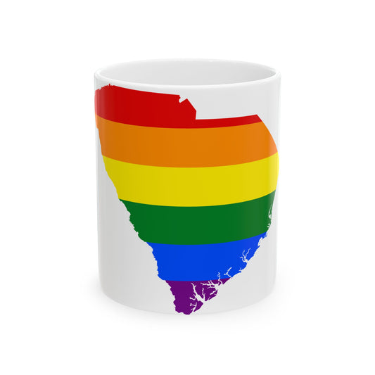 LGBT flag map of South Carolina (United States) White Coffee Mug-11oz-Go Mug Yourself