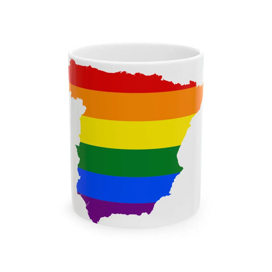 LGBT flag map of Spain (Spain) White Coffee Mug 11oz - Go Mug Yourself