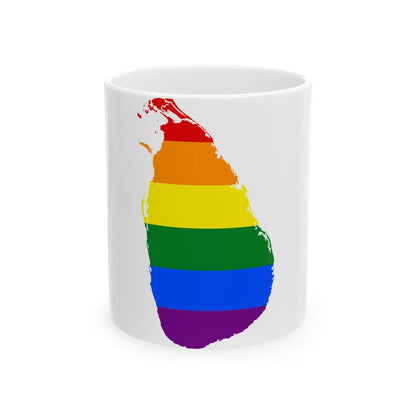 LGBT flag map of Sri Lanka (Sri Lanka) White Coffee Mug 11oz - Go Mug Yourself