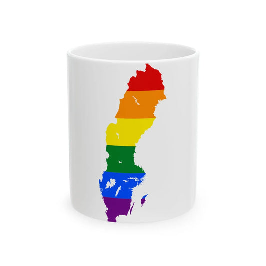LGBT flag map of Sweden (Sweden) White Coffee Mug 11oz - Go Mug Yourself