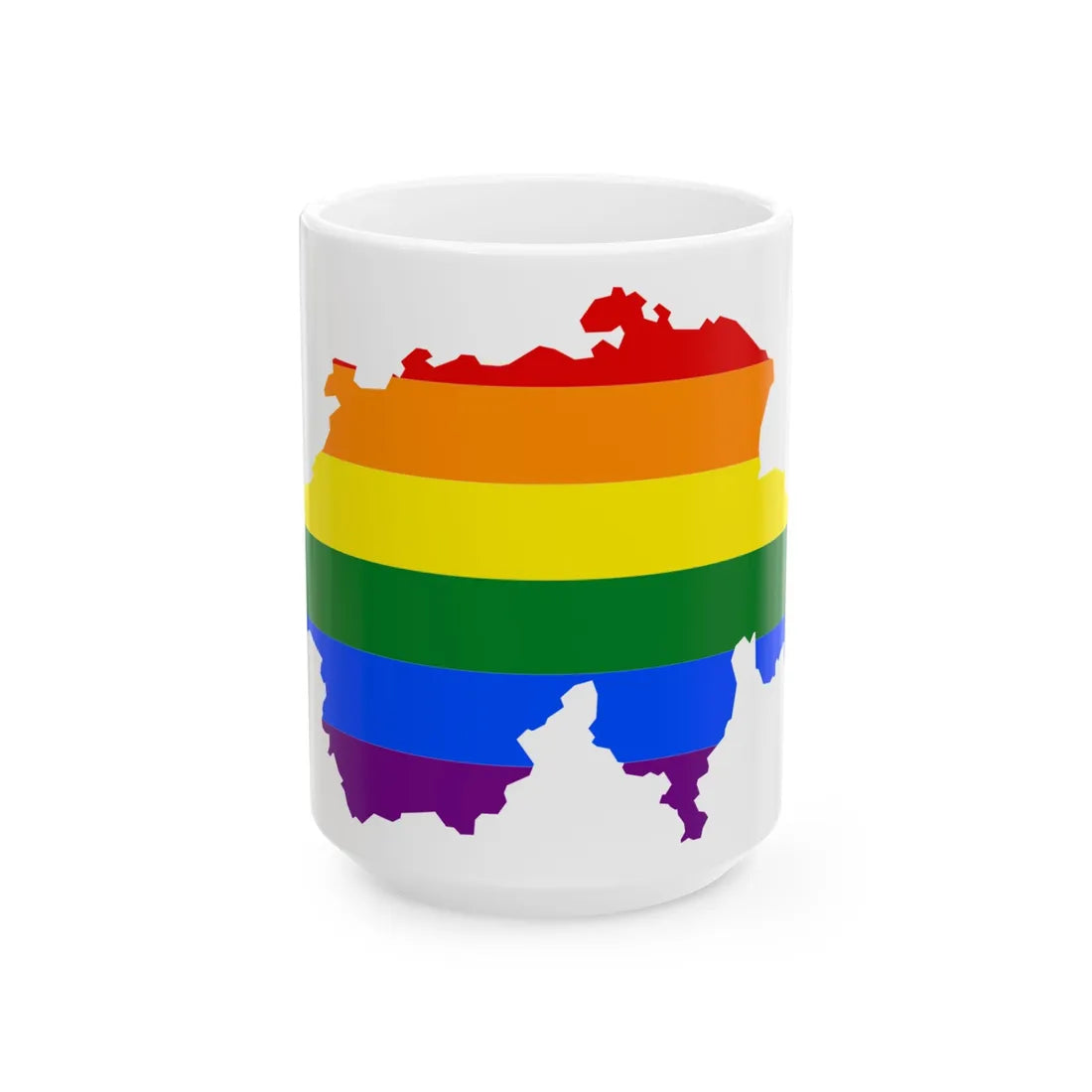 LGBT flag map of Switzerland (Switzerland) White Coffee Mug 15oz - Go Mug Yourself