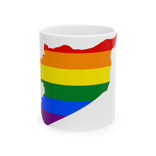 LGBT flag map of Syria (Syria) White Coffee Mug 11oz - Go Mug Yourself