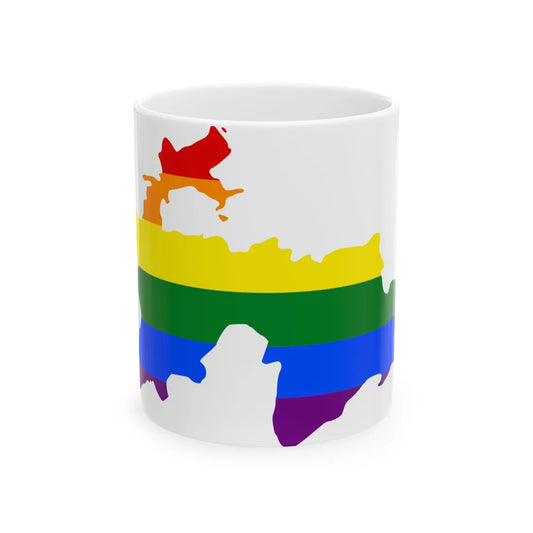 LGBT flag map of Tajikistan (Tajikistan) White Coffee Mug 11oz - Go Mug Yourself