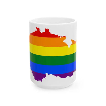 LGBT flag map of the Czech Republic (Czech Republic) White Coffee Mug 15oz - Go Mug Yourself