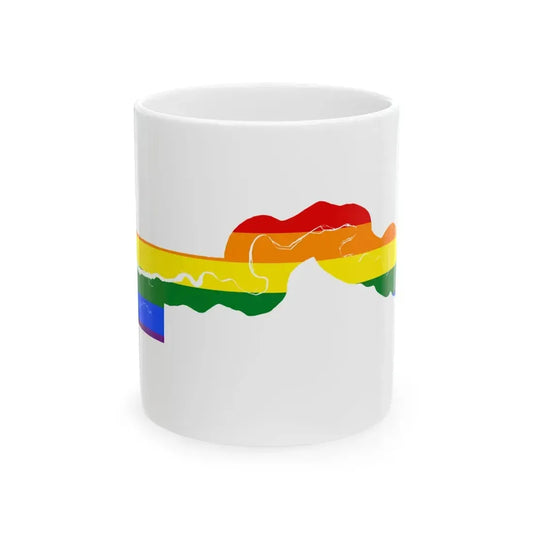 LGBT flag map of The Gambia (Gambia) White Coffee Mug 11oz - Go Mug Yourself