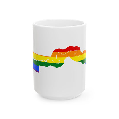 LGBT flag map of The Gambia (Gambia) White Coffee Mug-15oz-Go Mug Yourself