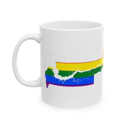 LGBT flag map of The Gambia (Gambia) White Coffee Mug-Go Mug Yourself