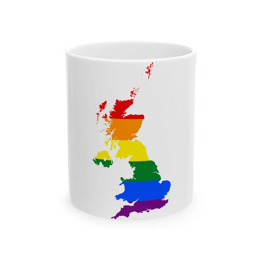 LGBT flag map of the United Kingdom (United Kingdom) White Coffee Mug 11oz - Go Mug Yourself