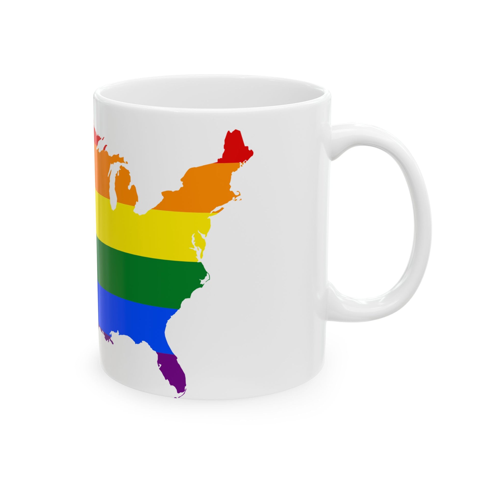 LGBT flag map of the United States of America (United States) White Coffee Mug-Go Mug Yourself