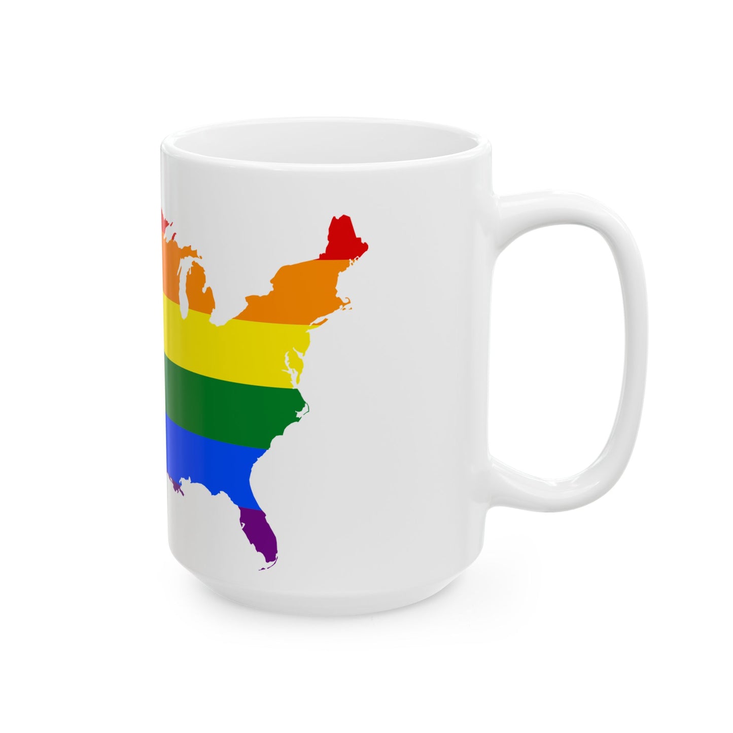 LGBT flag map of the United States of America (United States) White Coffee Mug-Go Mug Yourself