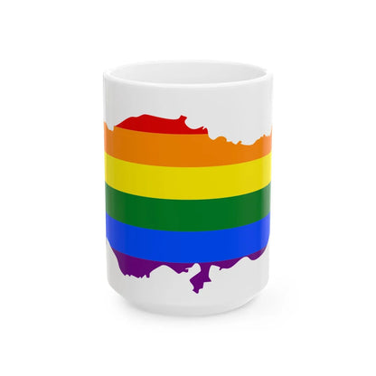 LGBT flag map of Turkey (Turkey) White Coffee Mug 15oz - Go Mug Yourself