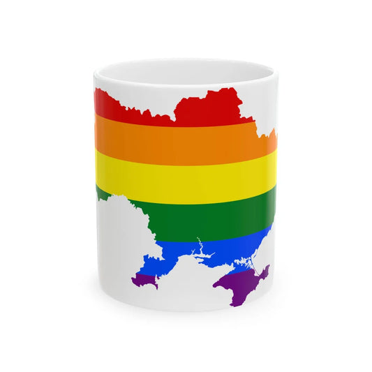 LGBT flag map of Ukraine (Ukraine) White Coffee Mug 11oz - Go Mug Yourself