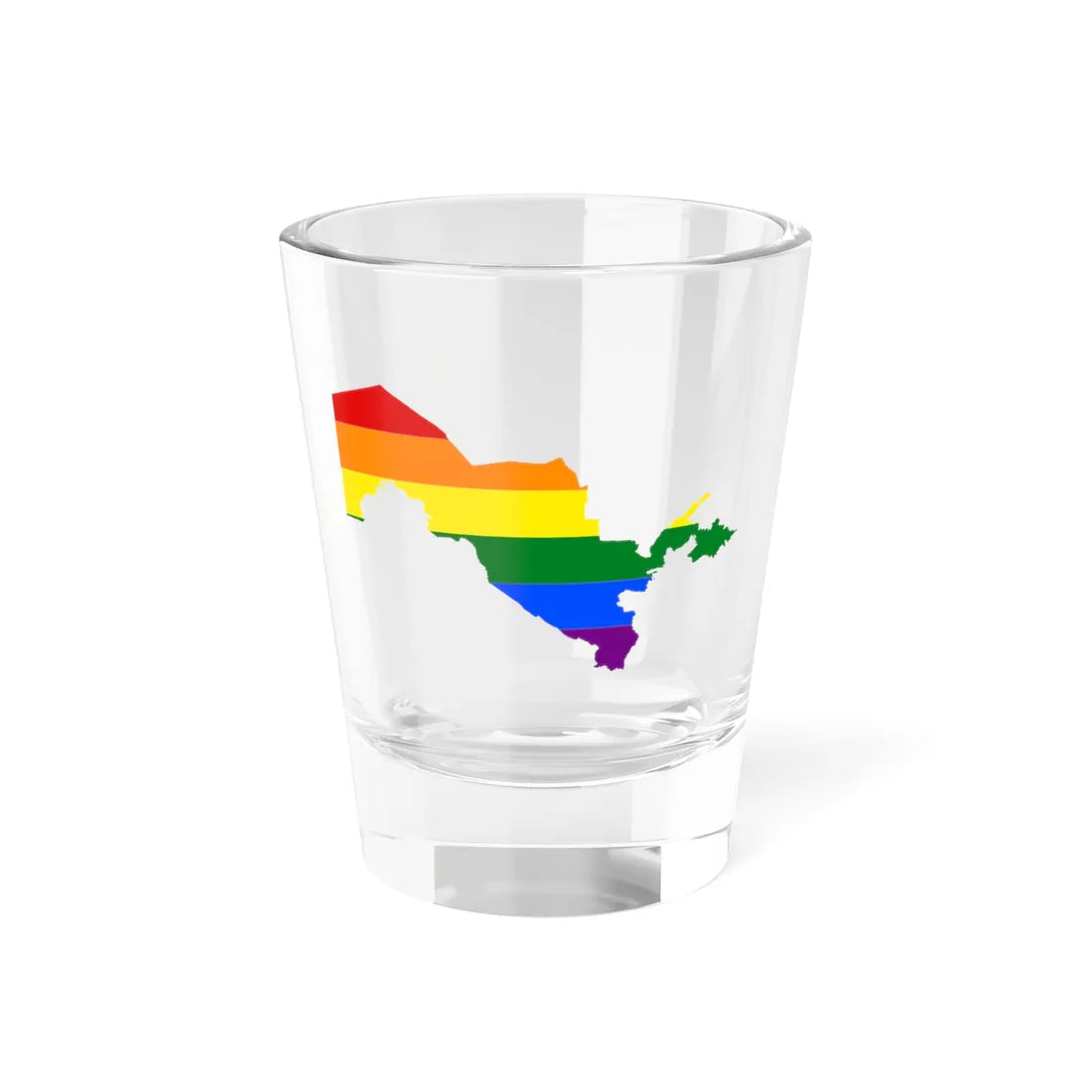 LGBT flag map of Uzbekistan (Uzbekistan) Shot Glass 1.5oz 1.5oz - Go Mug Yourself