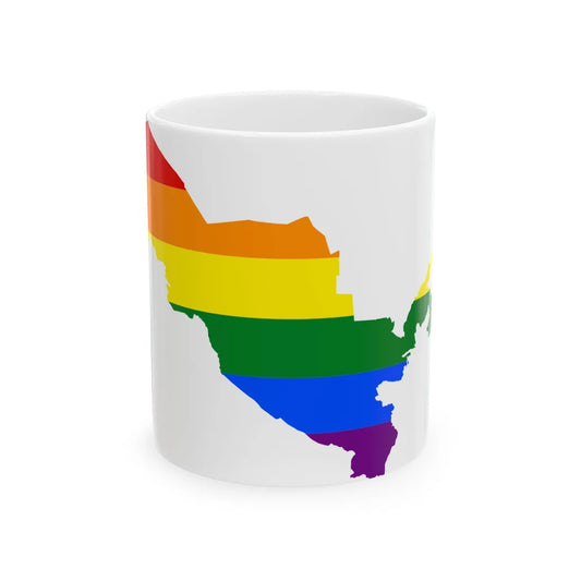 LGBT flag map of Uzbekistan (Uzbekistan) White Coffee Mug 11oz - Go Mug Yourself