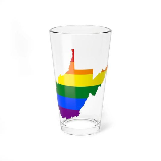 LGBT flag map of West Virginia (United States) Pint Glass 16oz 16oz - Go Mug Yourself