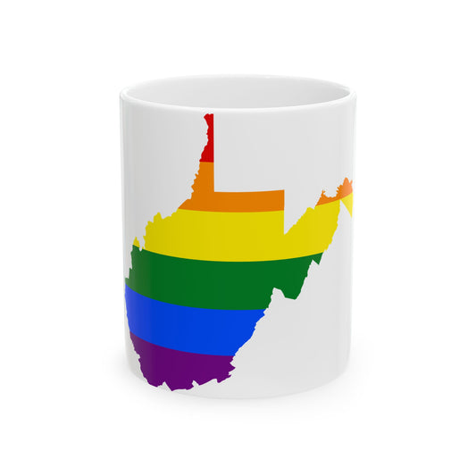 LGBT flag map of West Virginia (United States) White Coffee Mug-11oz-Go Mug Yourself