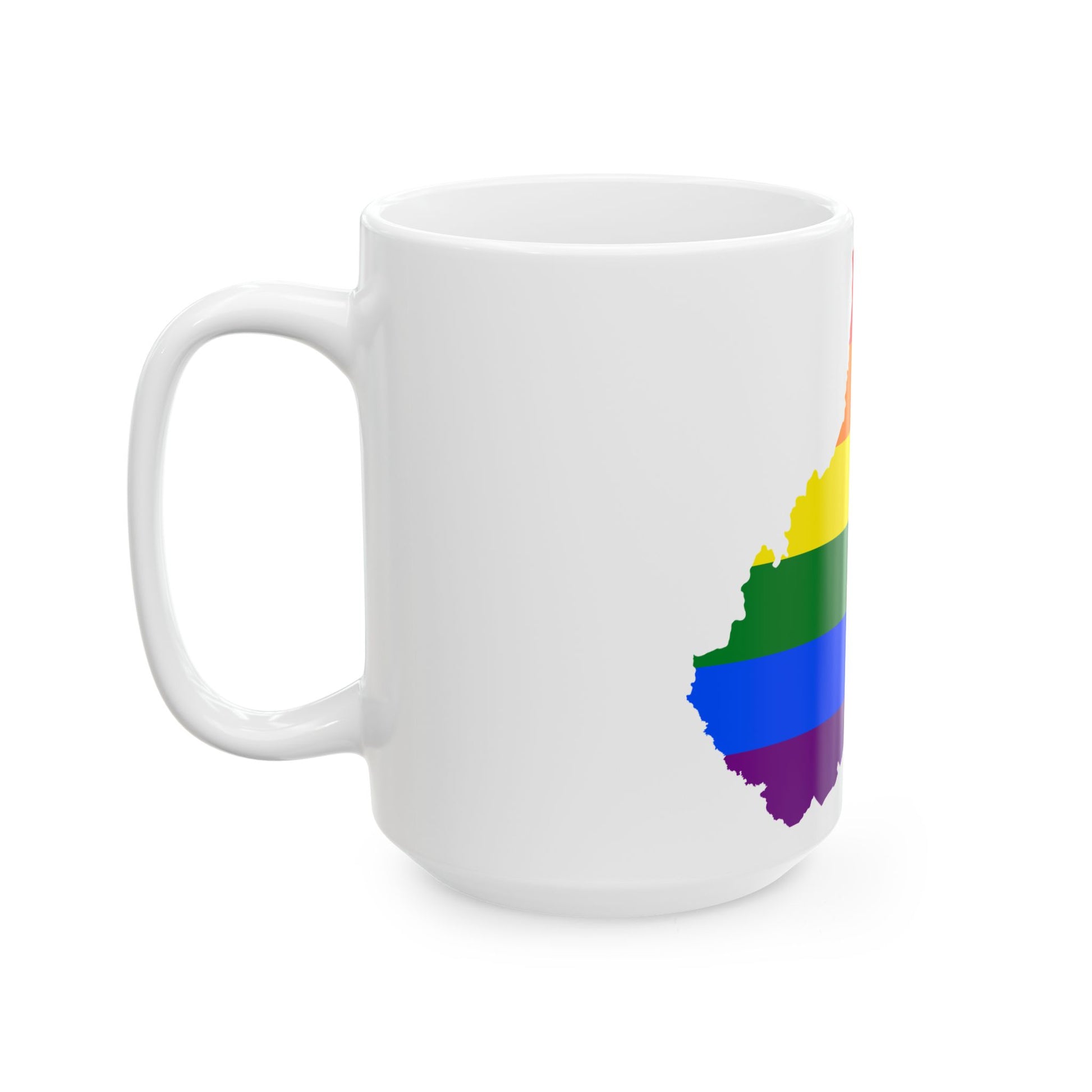 LGBT flag map of West Virginia (United States) White Coffee Mug-Go Mug Yourself