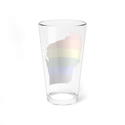LGBT flag map of Wisconsin (United States) Pint Glass 16oz - Go Mug Yourself