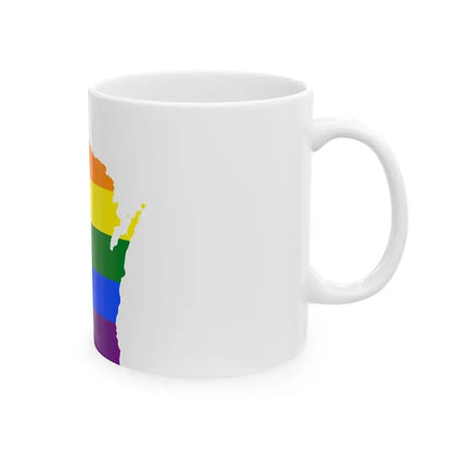 LGBT flag map of Wisconsin (United States) White Coffee Mug - Go Mug Yourself