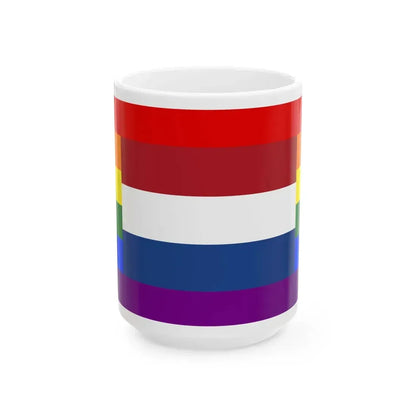 LGBT flag of the Netherlands 2 (Netherlands) White Coffee Mug 15oz - Go Mug Yourself
