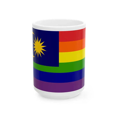 LGBT Pride Flag of Malaysia (Malaysia) White Coffee Mug 15oz - Go Mug Yourself