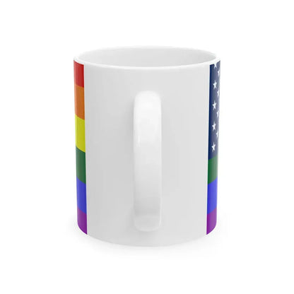 LGBT USA flag cropped (United States) White Coffee Mug - Go Mug Yourself