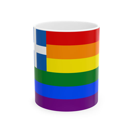 LGBTQ Greek Pride Flag (Greece) White Coffee Mug-11oz-Go Mug Yourself