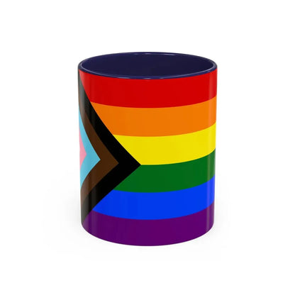 LGBTQ+ rainbow flag Quasar Progress Pride Flag - Accent Coffee Mug 11oz Navy - Go Mug Yourself