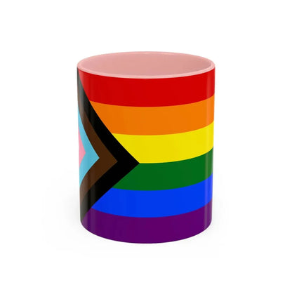 LGBTQ+ rainbow flag Quasar Progress Pride Flag - Accent Coffee Mug 11oz Pink - Go Mug Yourself