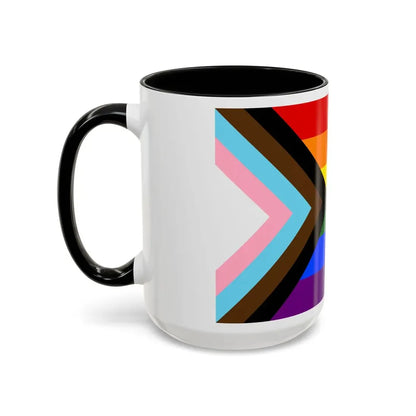 LGBTQ+ rainbow flag Quasar Progress Pride Flag - Accent Coffee Mug - Go Mug Yourself