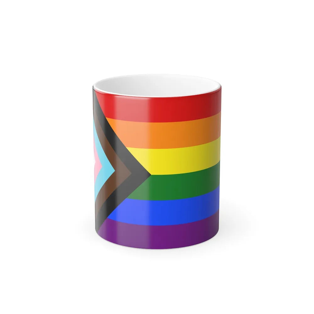 LGBTQ+ rainbow flag Quasar Progress Pride Flag - Color Changing Mug 11oz-11oz-Go Mug Yourself