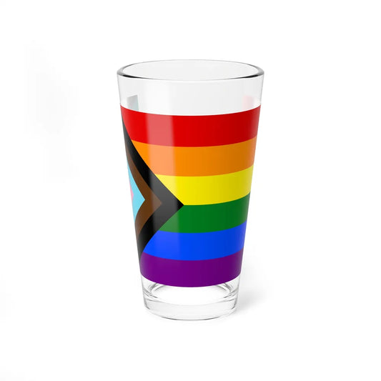 LGBTQ+ rainbow flag Quasar Progress Pride Flag - Pint Glass 16oz-16oz-Go Mug Yourself