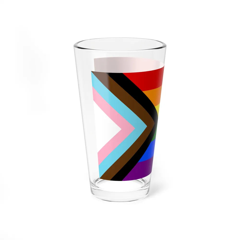 LGBTQ+ rainbow flag Quasar Progress Pride Flag - Pint Glass 16oz-Go Mug Yourself