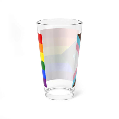 LGBTQ+ rainbow flag Quasar Progress Pride Flag - Pint Glass 16oz-Go Mug Yourself