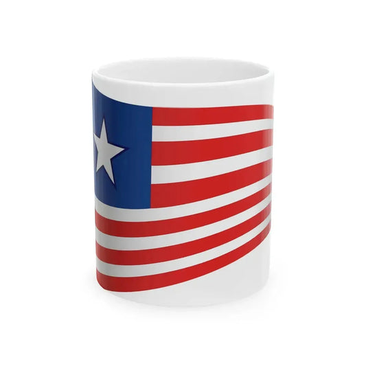 Liberia Flag - iconic waving (Liberia) White Coffee Mug 11oz - Go Mug Yourself