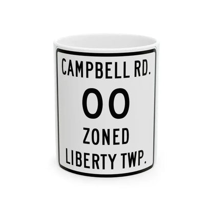 Liberty Township Knox County Ohio route shield template (Ohio) (Road Sign) White Coffee Mug 11oz - Go Mug Yourself