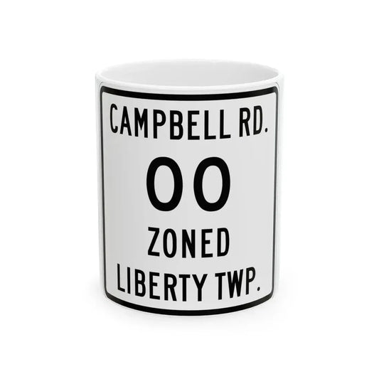 Liberty Township Knox County Ohio route shield template (Ohio) (Road Sign) White Coffee Mug 11oz - Go Mug Yourself
