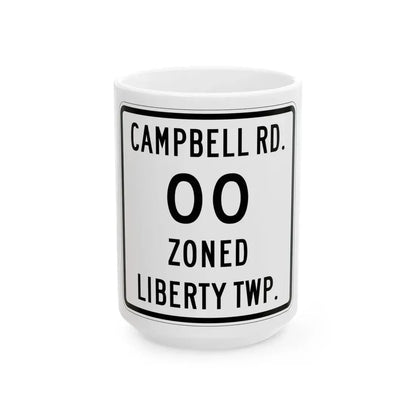 Liberty Township Knox County Ohio route shield template (Ohio) (Road Sign) White Coffee Mug 15oz - Go Mug Yourself