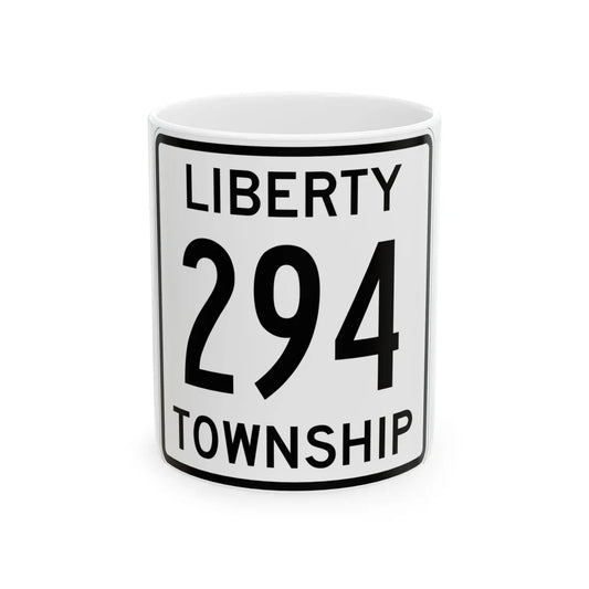 Liberty Township Route 294 Logan County Ohio (Ohio) (Road Sign) White Coffee Mug 11oz - Go Mug Yourself