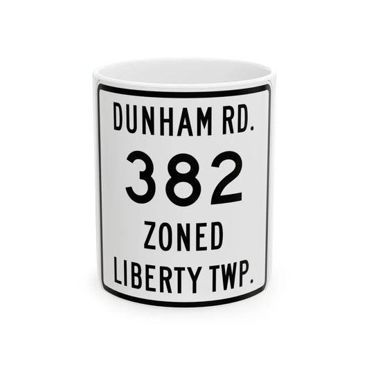 Liberty Township Route 382 Knox County Ohio (Ohio) (Road Sign) White Coffee Mug 11oz - Go Mug Yourself
