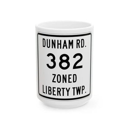 Liberty Township Route 382 Knox County Ohio (Ohio) (Road Sign) White Coffee Mug 15oz - Go Mug Yourself