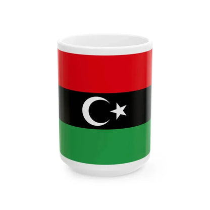 Libyan protesters flag observed 2011 (Libya) White Coffee Mug 15oz - Go Mug Yourself