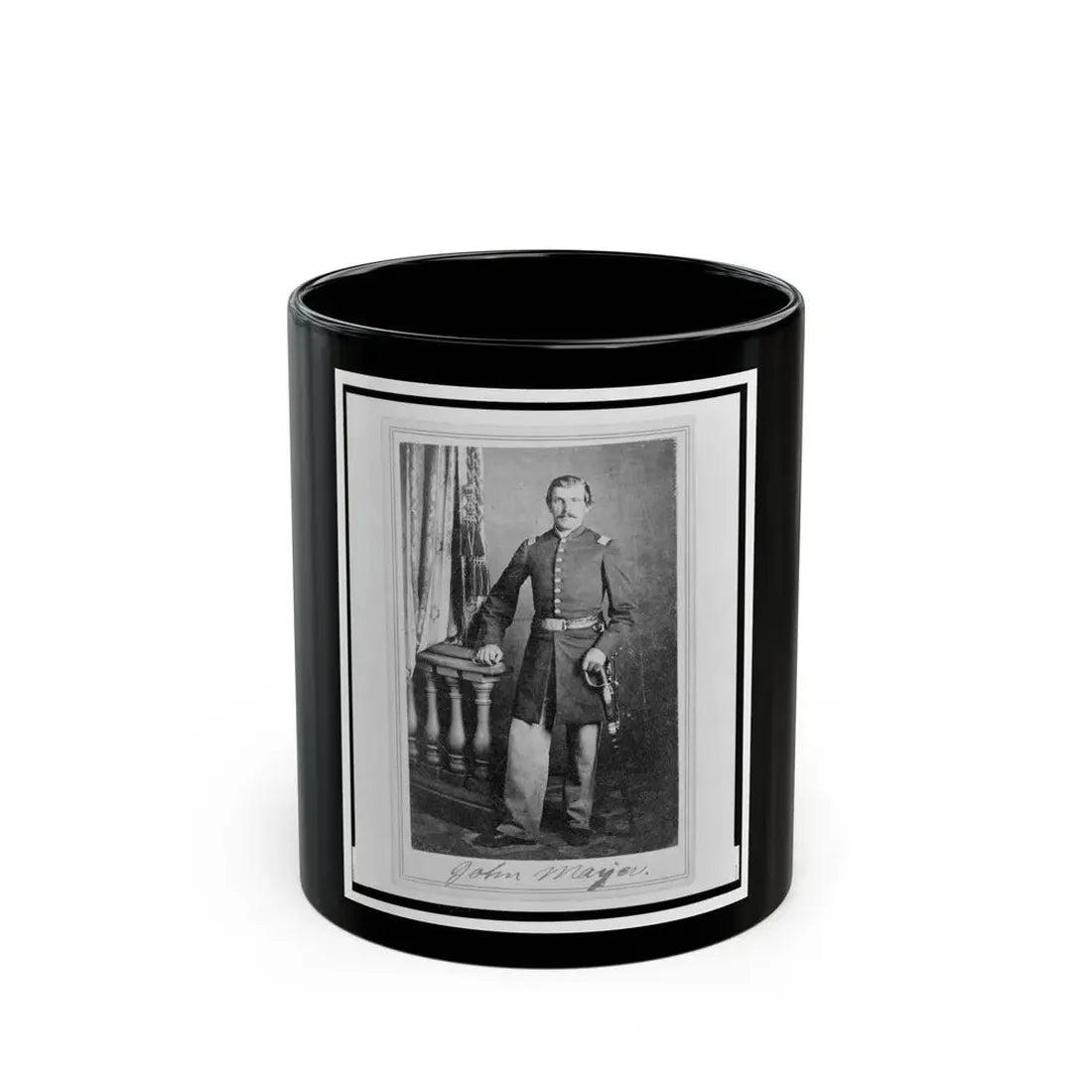 Lieutenant John Mayer (Meyer), Union Officer In The 32nd Indiana Regiment, Full-Length Portrait, Standing, Facing Front (U.S. Civil War) Black Coffee Mug 11oz - Go Mug Yourself