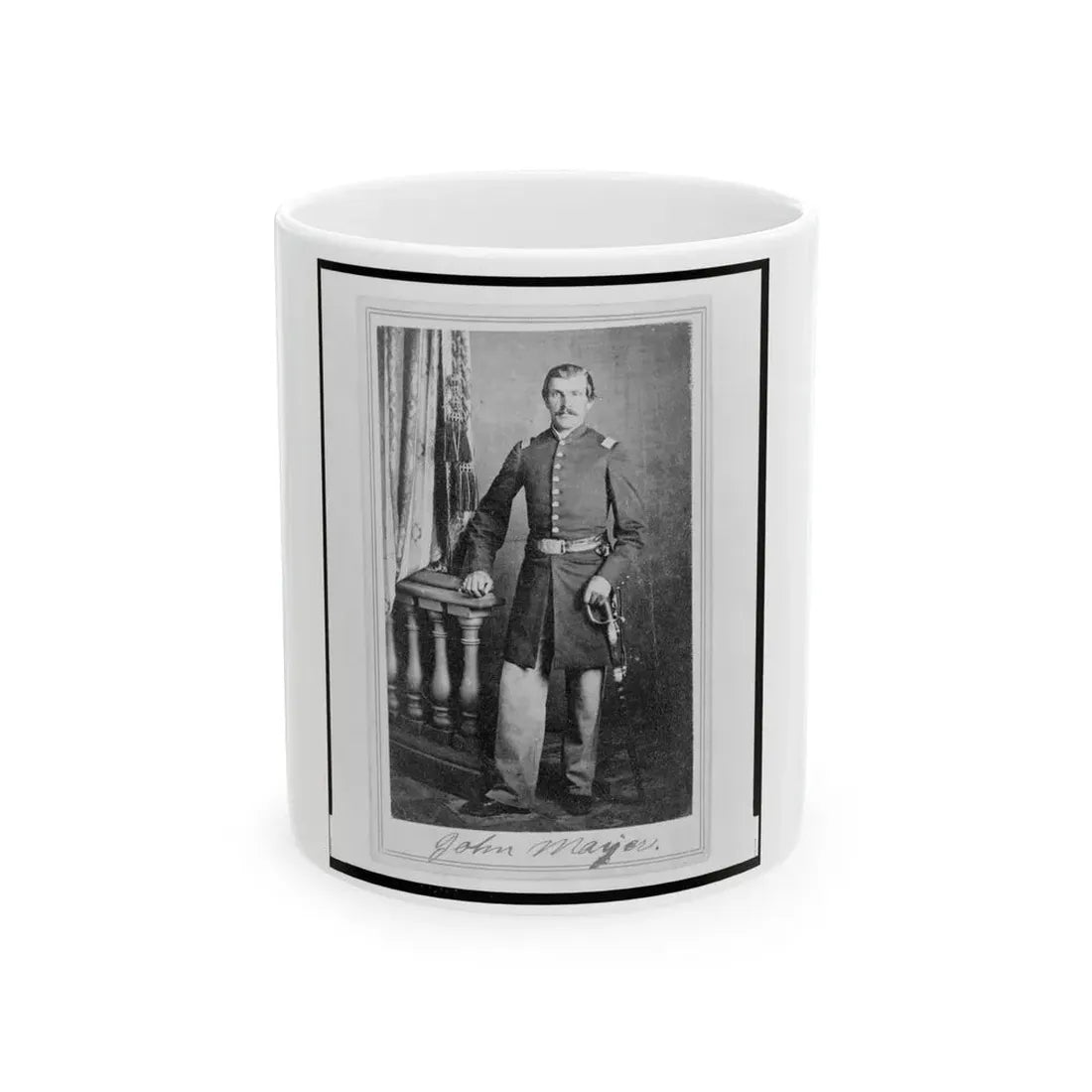 Lieutenant John Mayer (Meyer), Union Officer In The 32nd Indiana Regiment, Full-Length Portrait, Standing, Facing Front (U.S. Civil War) White Coffee Mug 11oz - Go Mug Yourself