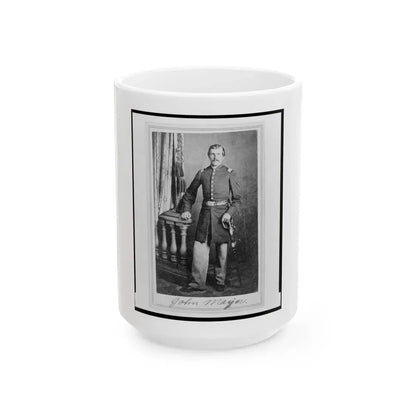 Lieutenant John Mayer (Meyer), Union Officer In The 32nd Indiana Regiment, Full-Length Portrait, Standing, Facing Front (U.S. Civil War) White Coffee Mug 15oz - Go Mug Yourself