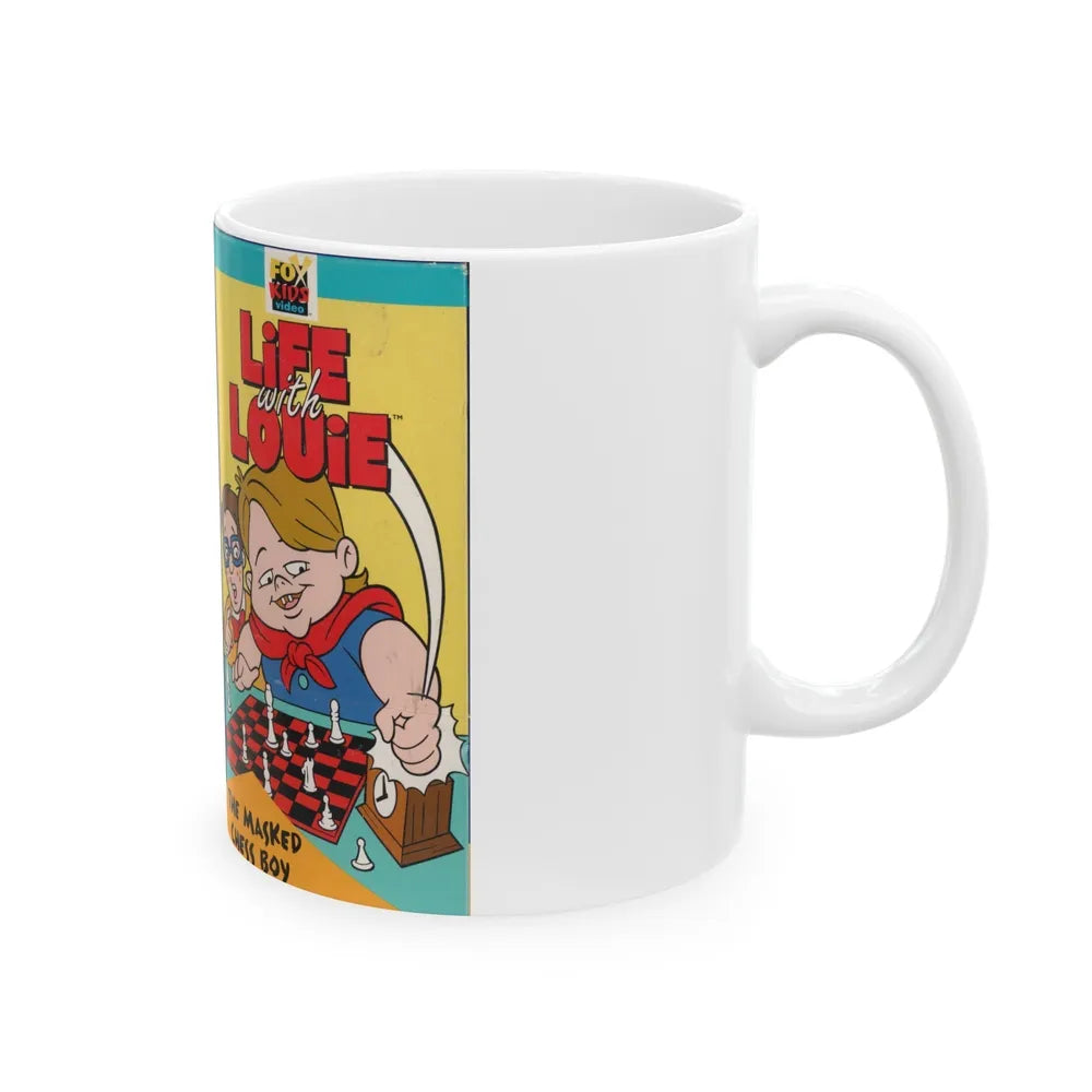 LIFE WITH LOUIE THE MASKED CHESS BOY (VHS COVER) - White Coffee Mug-Go Mug Yourself