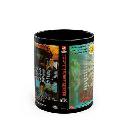 LIGHTS CAMERAS MURDER (VHS COVER) - Black Coffee Mug-11oz-Go Mug Yourself