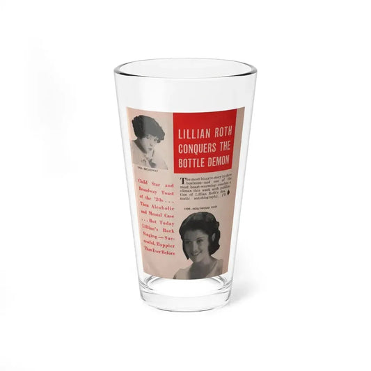 Lillian Roth #39 - People Pocket Mag. 6-16-54 - 2 B&W Photos & Article (Vintage Female Icon) Pint Glass 16oz 16oz - Go Mug Yourself